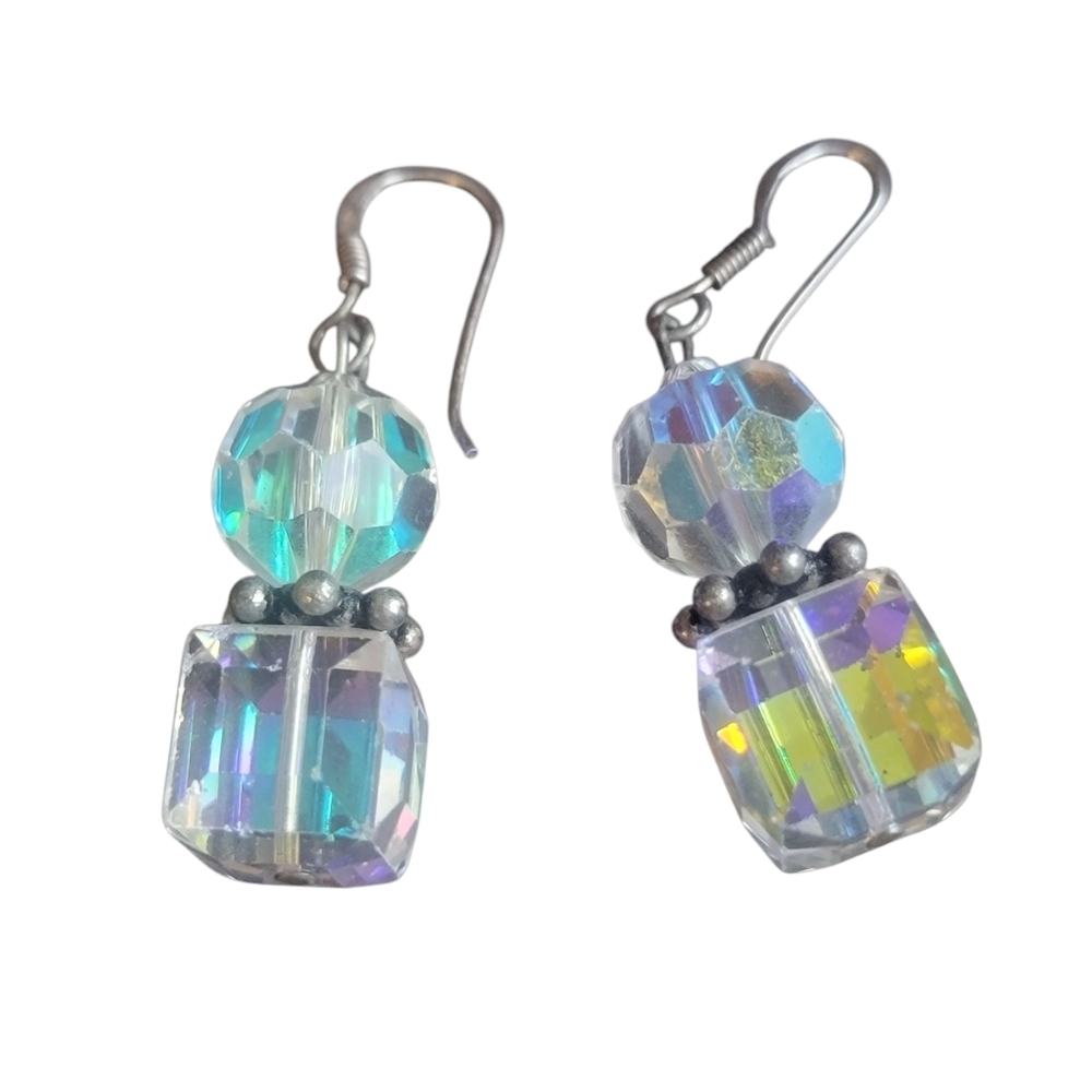 Crystal AB Dangle Earrings Sterling Silver - Picture 4 of 4